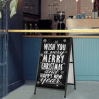 Heavy Duty A-Frame Sidewalk Sign 24 x 36 Inch, Portable Double-Sided Sandwich Board Slide-in Folding Metal Signboard with 2 Plastic Poster Boards