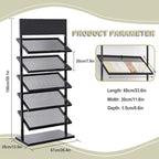 5-tier Floor Tile Display Stand, Retail Display Rack for Tile, Building Material Swatch Sample Storage Holder for Exhibition Hall Trade Show Vendor Events(Black, Height-59in)