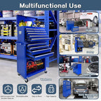 13-Drawer Rolling Tool Chest, 2-in-1 Heavy Duty Detachable Storage Cabinet with Lockable Wheels & Removable Top Box, 600 lbs Capacity for Mechanics, Garage Workshop (Blue)