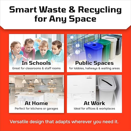 City Box 10 Gallon Cans and Bottles Recycling Bin Container with Lid for Residential, Business, and Commercial Recycling - NYC Compliant - Blue