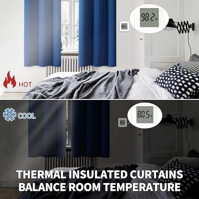 BGment Blackout Curtains for Bedroom - Grommet Thermal Insulated Room Darkening Curtains for Living Room, 46 x 63 Inch, 2 Panels, Royal Blue