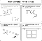 Curtain Rods for Windows 16 to 48 or 60 Inches Max Adjustable Length 1 Inch Diameter Window Curtain Rod with Aluminium End Cap, Brushed Nickel