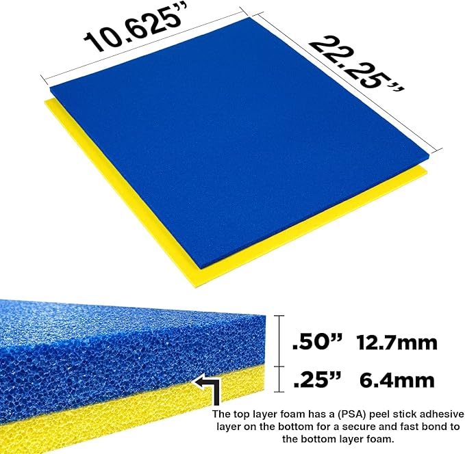 5S Tool Box Shadow Foam Organizers (2 Color) FITS Craftsman Waterloo and Husky Tool CHESTS (10.625" x 22.25", Blue Top/Yellow Bottom)…
