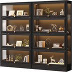 Display Cabinet with Acrylic Glass Doors,4-Tiers Curio Cabinet with LED Lighting for Collectibles, Collectibles Toy Organizers Rack & Display Shelf Display Case Storage Cabinet, Black