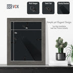 VCK 8x10 Picture Frame 2 Pack - Grey, High-End Wood Poster Frames with Tempered Glass, Display 5x7 Photo with Mat or 8x10 without Mat, Art Gallery-Quality, Wall Hanging/Tabletop, Grey