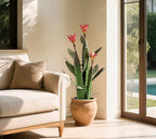 33 Inch Large Artificial Cactus with Magenta Flowers in Pot with Natural Gravel. Satin Finish Leaves with Real Look and Feel. Outdoor and Indoor Faux Plants.