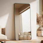 BEAUTYPEAK Black Full Length Mirror, 71"x32" Rounded Corner Floor Mirror Standing Hanging or Leaning Against Wall, Suitable for Bedroom or Dressing Room