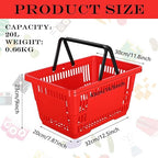 12 Pcs Shopping Baskets 20 L Plastic Store Retail Baskets with Handles 16.9 * 11.8 * 9.1 Inches for Market Grocery Supplies Thrift Convenience Storage(Red)