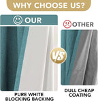 H.VERSAILTEX Linen Blackout Curtains 96 Inches Long 100% Absolutely Blackout Thermal Insulated Textured Linen Look Curtain Draperies Anti-Rust Grommet, Energy Saving with White Liner, 2 Panels, Teal