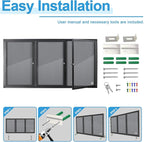Lockable Outdoor Enclosed Bulletin Board, Weatherproof Cork Noticeboard with Locking Door, Wall-Mounted Aluminum Framed Display Case for Messages,70x36 in