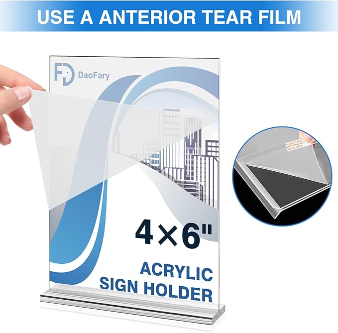 26 Pack Acrylic Sign Holder 4 x 6 Clear Display Table Signs Stand, Double Sided T Shape Flyer Holder Plastic for Picture Paper Frame Holder Home Office Menu Retail Show Fair