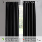 PONY DANCE Short Black Out Curtains 48 inch Long for Small Window, Rod Pocket Privacy Bathroom Draperies,Thermal Insulated Lighting Blocking Drapes for Basement(2 Panels Set,Black, W42 x L48 inches)