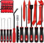 KEZE 15Pcs Carbon Steel Precision Pick & Hook and Trim Removal Tool Set with Scraper and Magnetic Telescoping Tool Kit for Remove Automotive Electronics Maintenance Hoses Gasket Hand Pick Up Tools