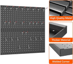 WALMANN Metal Pegboard Panels for Wall Garage Tools Storage Pegboard for Garage, Workbench, Modular Peg Board Tool Organizer Board(Pack of 2, Black)