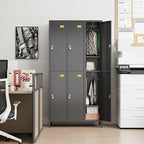 Aobabo Upgrade Metal Storage Locker for Employees, 6 Doors Steel Storage Locker with 18 Hooks for Office Gym School, Industrial Storage with 6 Shelves, Assembly Required, Black