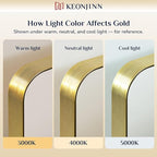 Keonjinn Gold Bathroom Mirrors for Over Sink, 40” x 30” Brushed Brass Mirror, Large Rounded Rectangle Gold Vanity Mirror with Metal Frame, HD Tempered Glass Modern Wall Mirror(Horizontal/Vertical)