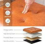 Asense 17 Inch Storage Ottoman Foot Rest,Square Faux Leather Foot Stool,Small Ottoman with Storage,Padded Seat for Entryway,Living Room,Bedroom,Couch,Under Desk,Brown