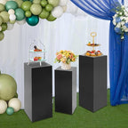 Eapmic Pedestal Stands for Party, Cake Pedestal Stand, Dessert Table Display Plinth Pillars, Sculpture Display Column Decoration Cube for Wedding Birthday (Black, Square-3Pcs(31.49"+25.59"+23.62"))