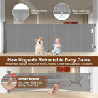 100 inch Retractable Baby Gates 34 inch Tall, Retractable Gate with Reinforced Strip Design to Prevent Crawling Through, 8 FT Extra Wide Retractable Dog Gate for Indoor/Outdoor