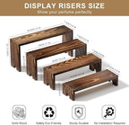 4 Set Large Wooden Tiered Riser Display Stands for Vendor Events,Stackable Perfume Organizer Cologne Stand for Men Women,Wooden Cupcake Dessert Stand,Wood Dessert Table Display Set,Food Display Risers for Party（12-11.2-10.4-9.6IN）