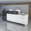 Reception Counter Desk With Lockable Drawers, Modern Retail Front Desk, Home Office Wooden Computer Table for Checkout, Beauty Salon, Lobby