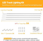 VANoopee 16FT H Track Lghting Rails H Type Track Light Rails White H Track Rail Kit, End Caps & Live End Feed Connector Included, Compatible with Single Circuit 120V H Style Track System & Track Heads