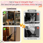 Lumizone Extra Tall Cat Gate 61.02" High Pressure Mounted Extra Wide 2025 New (17 Sizes) 1.37" Gap No Drilling Auto-Close One-Handed Operation Tall Pet Gate for Dogs(White, 61.02" H x 63.39"-67.71" W)