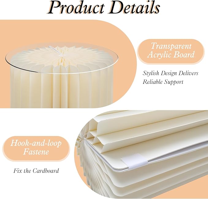 magalo Cylinder Stands for Party 3PCS Foldable Cardboard Columns Round Display Pedestal Stand Cylinder Tables for Wedding Birthday Baby Shower Dessert Cake Decoration-Cream White