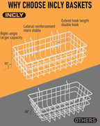 INCLY 4 Pack Pegboard Baskets Bins Set, 4 Size Square Style Metal White Wire Basket for Any Peg Board Organizing Tools, Pegboard Accessories for Workbench Garage Wall Storage Attachments