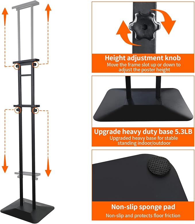Poster Stand Heavy Duty - Double-Sided Poster Stands for Display Board Foam Signage, 4-Pack Adjustable Floor Standing Sign Holder Height up to 80 Inch, Fit Retail Events Business Wedding