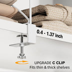 8-Piece Wire Shelf Dividers for Closet Organization, Upgraded C-Clips Adjustable Metal Shelf Dividers Suitable For Bedrooms & Kitchens, Storage Helper for Handbag Sweater Shirt Ankle Boots, White
