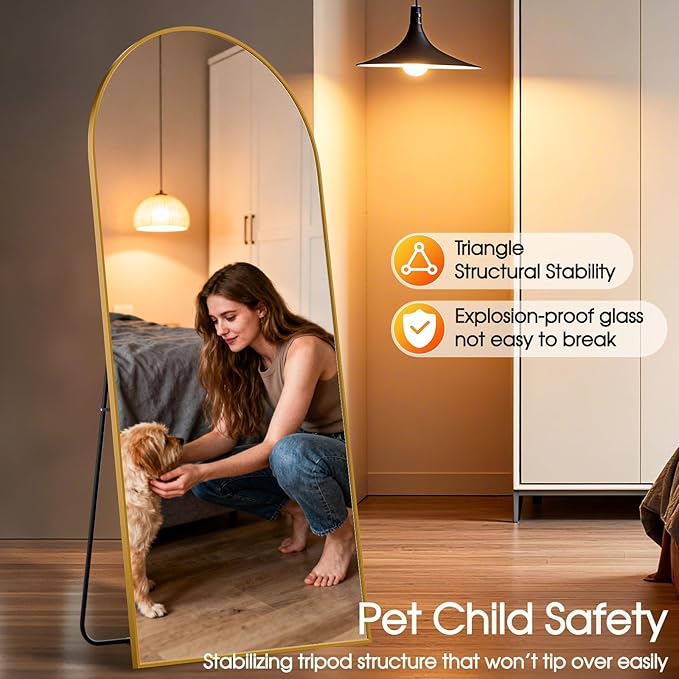 71"x28"Floor Mirror Full Length,Arched Full Length Mirror with Stand,Full Body Mirror,Hanging or Large Leaning for Bedroom Living Room Gold