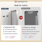 Keonjinn 40 x 24 Inch Brushed Nickel Bathroom Mirrors for Over Sink, Rounded Rectangle Silver Bathroom Vanity Mirror, Farmhouse Mirror for Wall, HD Tempered Glass, Anti-Rust Aluminum Alloy Mirror