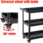 Service Tool Cart on Wheels - 3 Tire Rolling Cart, Industrial Commercial Service Cart TQ112