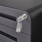 3 Drawer Mobile File Cabinet with Lock, Under Desk Metal Filing Cabinet for Home Office, Assembled Removable Under Desk Storage with Wheels for A4-Size/Letter-Size/Legal-Size (Grey)