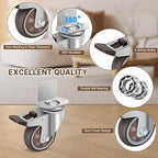 W B D WEIBIDA 3 Inch Side Mount Casters Wheels, L-Shaped Rubber Casters Set of 4, 360 Degree Ball Bearing Swivel Casters, Heavy Duty Locking Casters Wheels for Workbench, Baby Beds, Cabinets, Tables