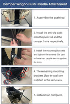 Camper Wagon Push Handle Attachment - Foldable Garden Carts Replacement for Outdoor Grocery Trolley, Not Include Cart