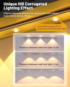 Pak Under Cabinet Lights, Rechargeable Motion Sensor Light Indoor, Wireless and 3-Color Dimmable with Cat’s Eye Hill Effect, for Display Cabinets, Showcases, Wine Racks, 2 Pack, Silver