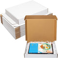 White Shipping Boxes 13x10x2" 25 Pack - Corrugated Cardboard Box Mailers for Small Business, Literature Mailer Packaging Supplies