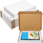 White Shipping Boxes 13x10x2" 25 Pack - Corrugated Cardboard Box Mailers for Small Business, Literature Mailer Packaging Supplies
