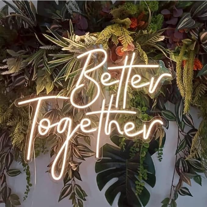 Ulalaza Better Together LED Neon Sign Night Light for Wall Party Décor Bedroom Room Bar Wedding Home Birthday Art Decoration Christmas with USB Chain Light modulator 5v