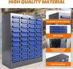100 Drawer Nut and Bolt Organizer, 21" L X 9" W X 25" H Part Cabinet Bolt and Nut Tool Storage, SPCC Material Bolt Organizer Storage with Shelf and Label for Shop (40 Drawers)