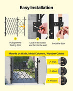 VEVOR Single Folding Security Gate, Lockable Scissor Gate with 360° Swivel Casters, Outdoor Barricade Steel Retractable Gates, for Entry Security, Garage, Warehouse & Pool, 43.31 x 51.57 in (W x H)