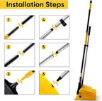 Yocada Commercial Broom and Dustpan Set with Windproof Cover Commercial Outdoor Indoor 2 Plus 1 for Courtyard Garage Lobby Mall Market Floor Home Kitchen Room Office Pet Hair Rubbish