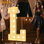 Pooqla 4 FT Marquee Light Up Letters, Cool White and Warm White Marquee Letter 4 Feet Tall, Giant LED Sign Big Mosaic Letter L for Balloons Birthday Party Anniversary Wedding Decorations