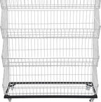 5 Tier Retail Display Rack, Rolling Storage Rack 5 Layers 35.43*16.93*53.54in Metal Display Shelf Fruit Vegetable Snack Basket Storage Supplies for Home Store Market (White, 90*43*136cm)