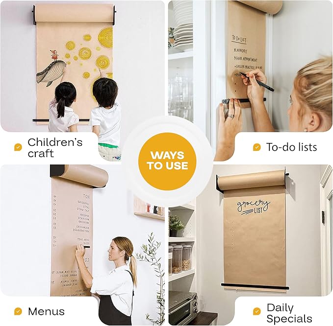 IDL Packaging 18" Wall Mounted Kraft Paper Roll Dispenser & Cutter for Rolls up to 18" Wide and 9" in Diameter - Durable Paper Holder with a Serrated Blade - Wall Mount Set Included