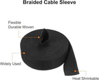 MECCANIXITY Braided Cable Sleeves Heat Shrinkable Fabric Sleeving, 5/8" 16ft Black 2:1 Ratio Heat Shrinkable Cord Protector for Harness Cable, Network Cable Protection, Cable Management