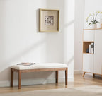 Linen Dining Bench Upholstered Entryway Bench Farmhouse Shoe Bench Seat Ottoman for Hallway Living Room Bedroom End of Bed Dining Room Kitchen, 45.5" Long, Beige