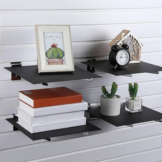 Therwen 24 Pcs 12" Chrome Slatwall Knife Shelf Bracket with Lip Metal Brackets Hooks Slatwall Hanger Heavy Duty Shelf Accessories Home Boutique Retailer Display (Plating Color)